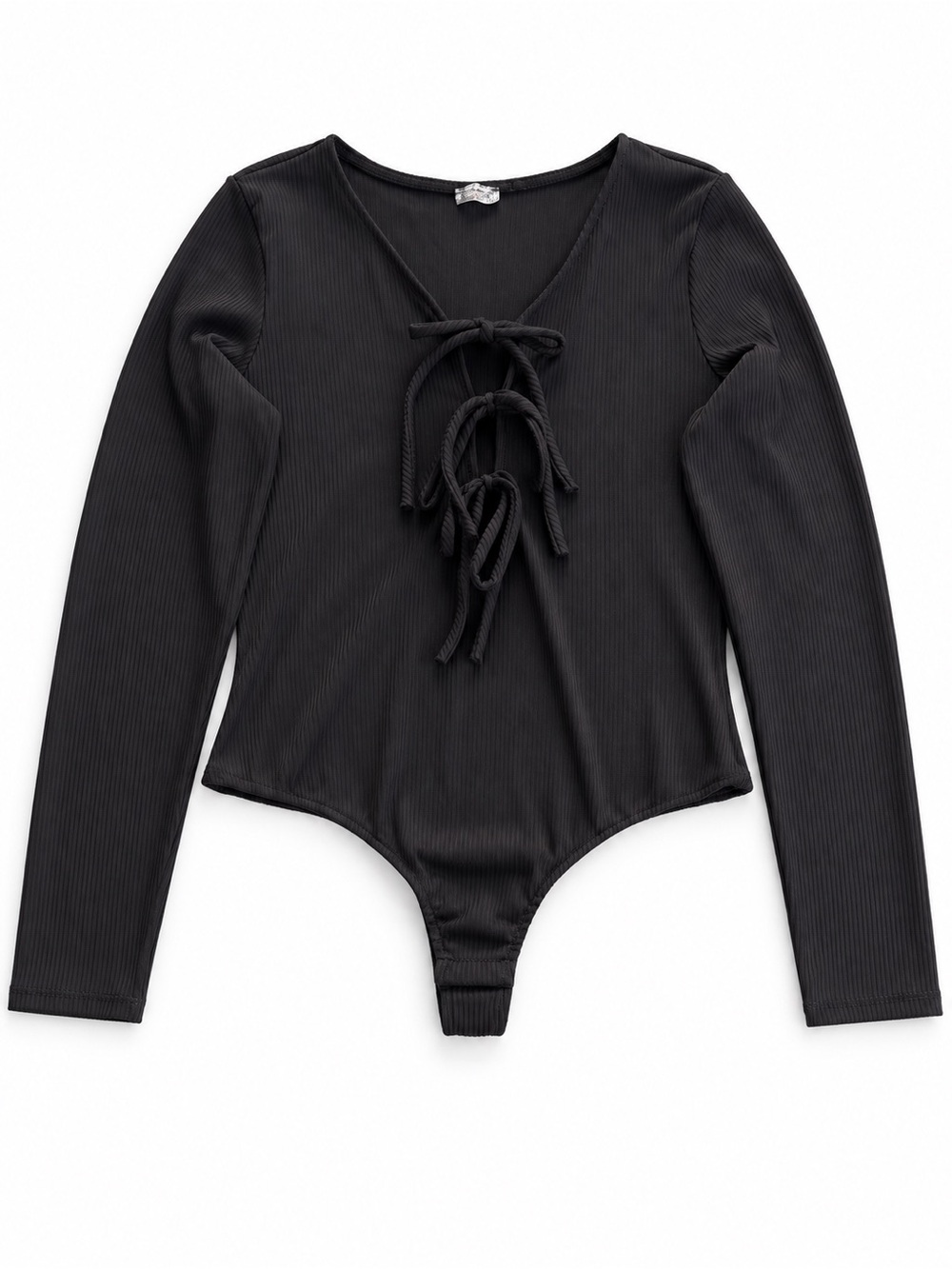 Intimately Free People Black Tie Front Bodysuit L